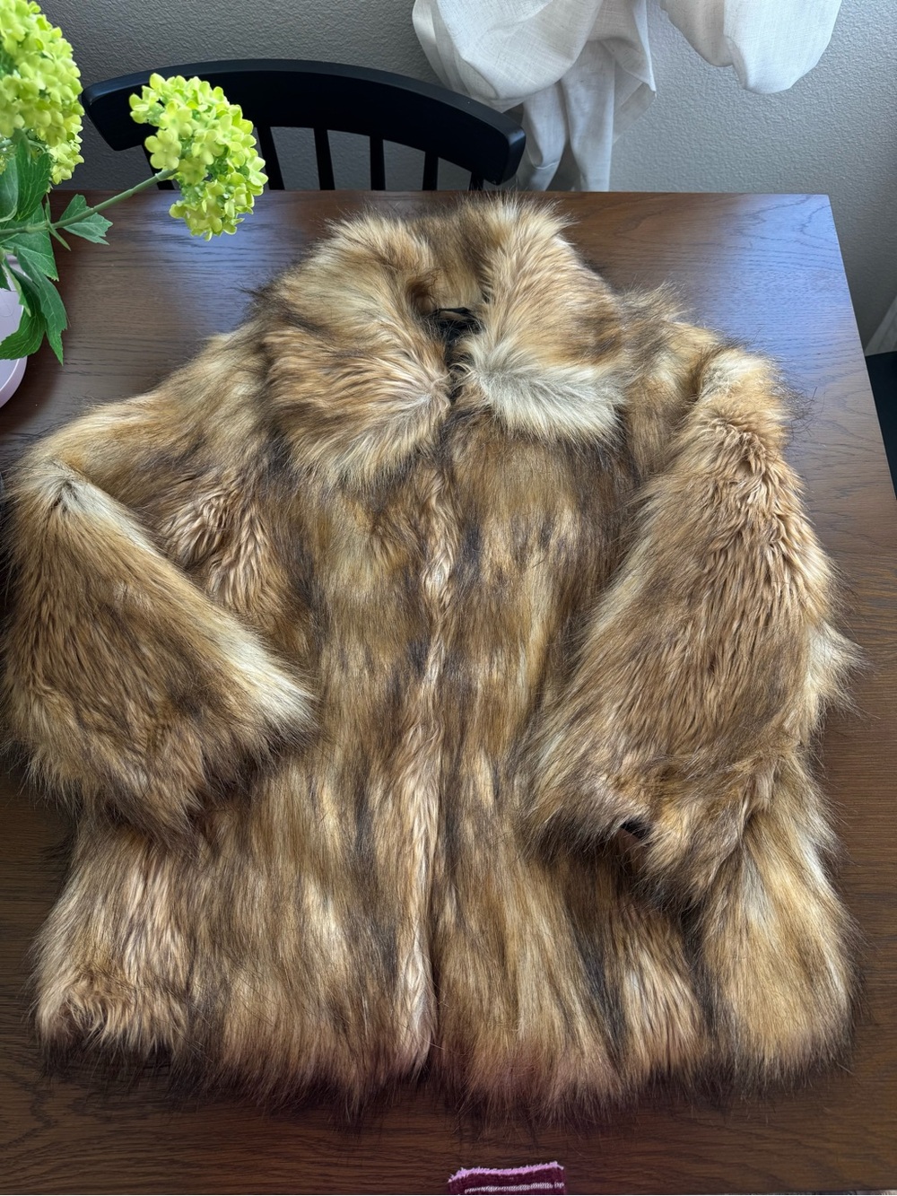 ASOS Petite Faux Fur Puffer Jacket in Golden Brown